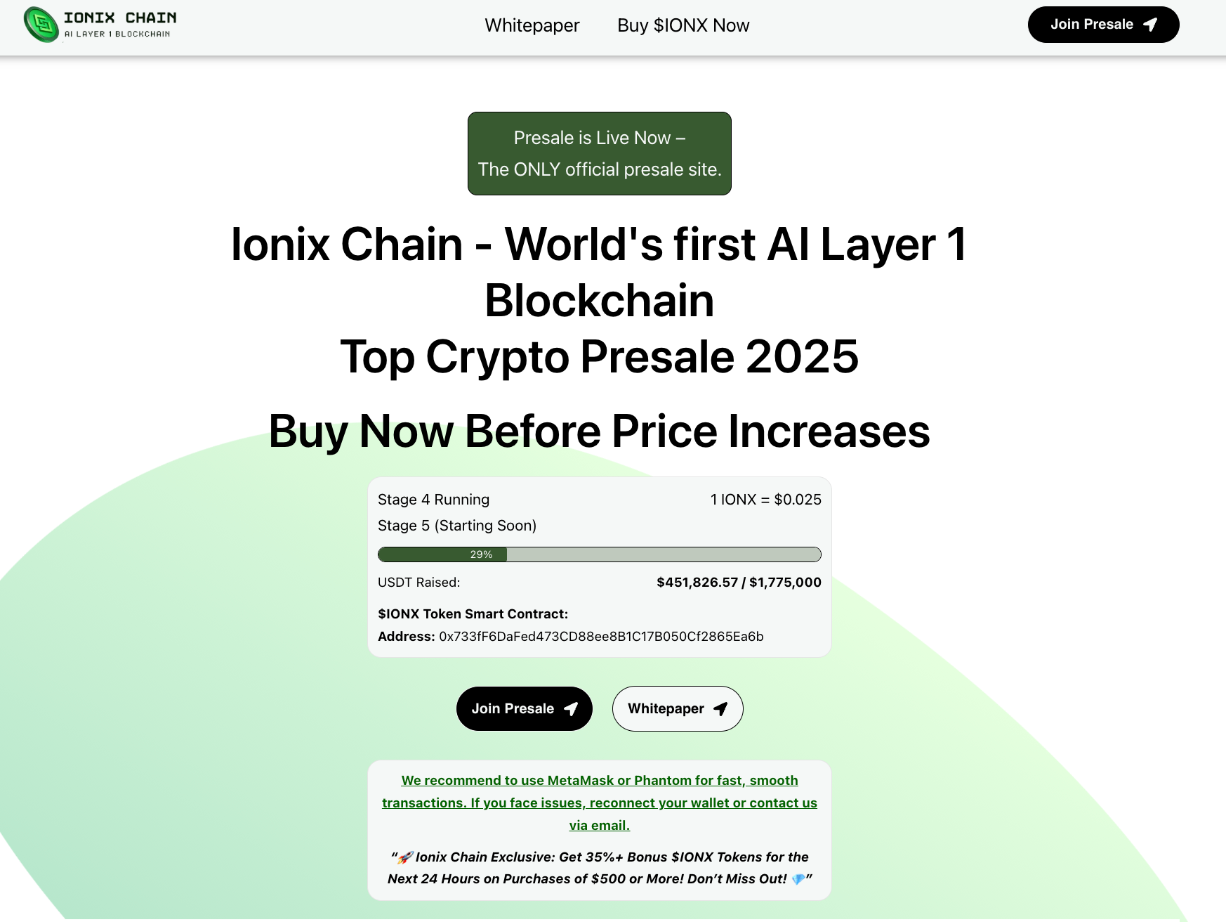 ionix chain top crypto presale